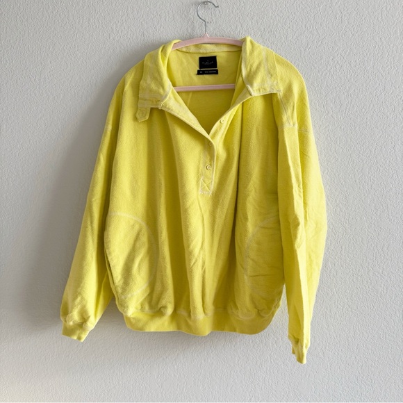 Urban Outfitters Tops - NWOT UO Vintage Look Collared Henley Sweatshirt – Bright Yellow